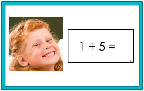 Picture of child and lesson content on one monitor.