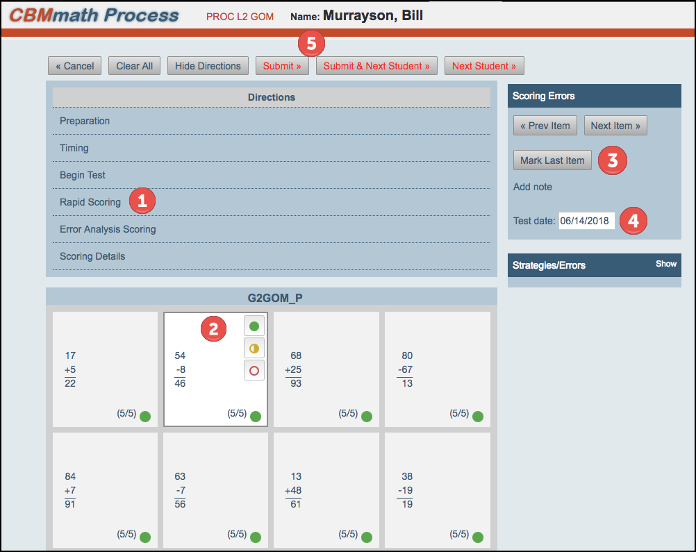 Manually entering scores for CBMmath Process FastBridge