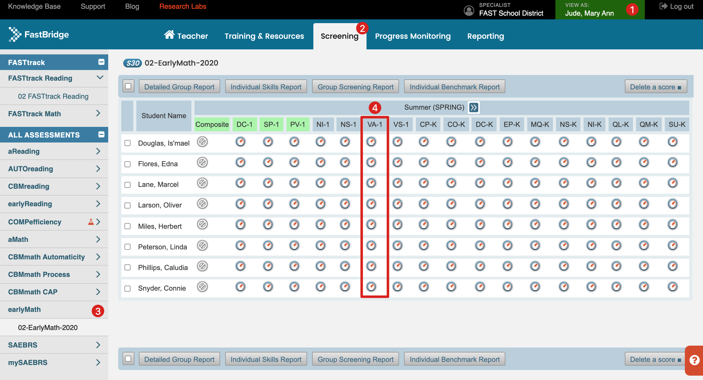 Alt text: A screenshot of the FastBridge platform showing the 